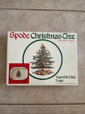 Spode Christmas Tree Vegetable Dish - Large - White with Multi-Color Tree